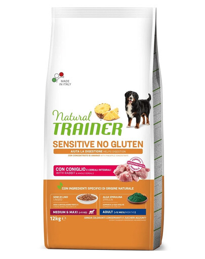 TRAINER Natural Sensitive No Gluten Medium Maxi Adult con coniglio 12kg