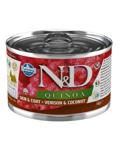 FARMINA N&D Quinoa Dog Venison, cocco 140g Cervo con cocco per rinforzare pelle e pelo