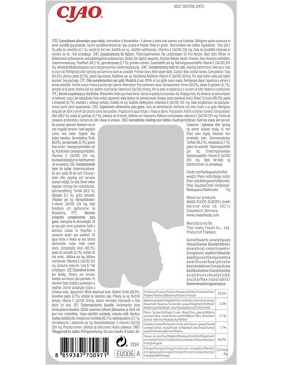 INABA Tuna fillet in shrimp broth 15g filetto di tonno in brodo aromatizzato ai gamberetti per gatti