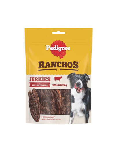 PEDIGREE Ranchos Jerkies Alimento complementare senza cereali con manzo per cani adulti 180g