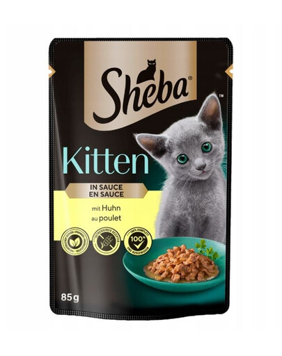 SHEBA Kitten in bustina 85g cibo umido completo per gattini bocconcini di pollo in salsa