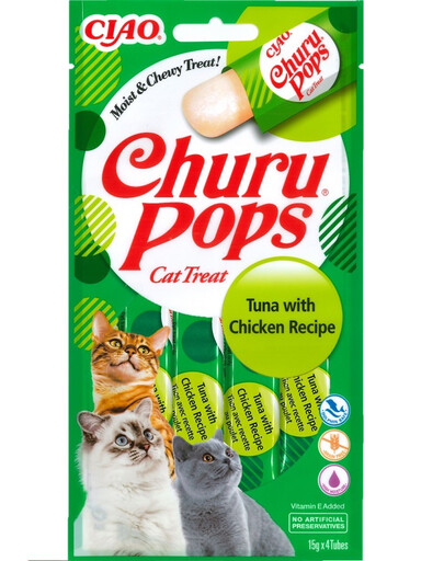 INABA Churu Pops Tuna & Chicken 4 x 15g con tonno e pollo per gatti