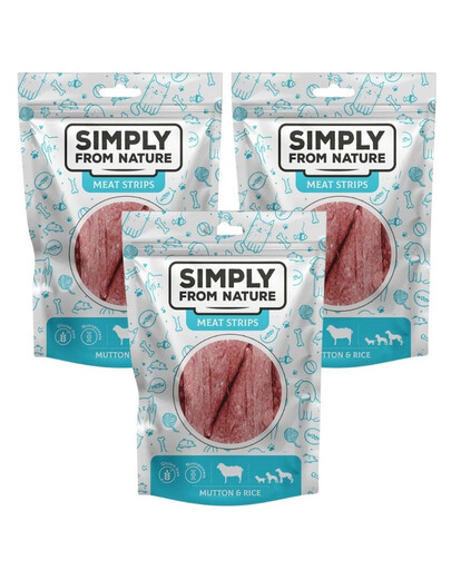 SIMPLY FROM NATURE Meat Strips Strisce di carne con montone e riso per cani 3 x 80g