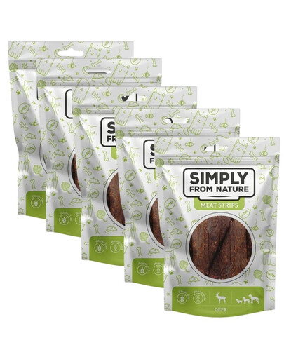 SIMPLY FROM NATURE Meat Strips Strisce di carne di cervo per cani 5 x 80g