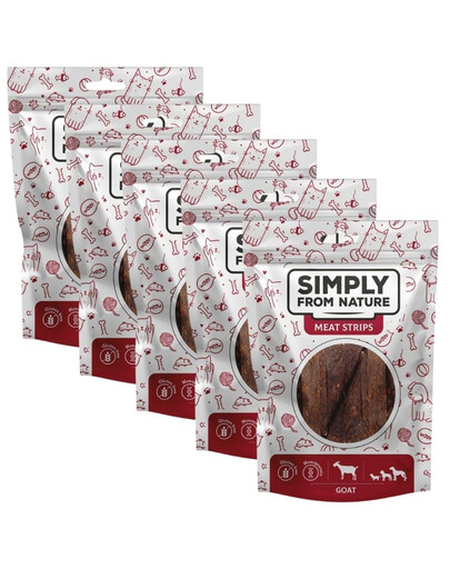 SIMPLY FROM NATURE Meat Strips Strisce di carne di capra per cani 5 x 80g