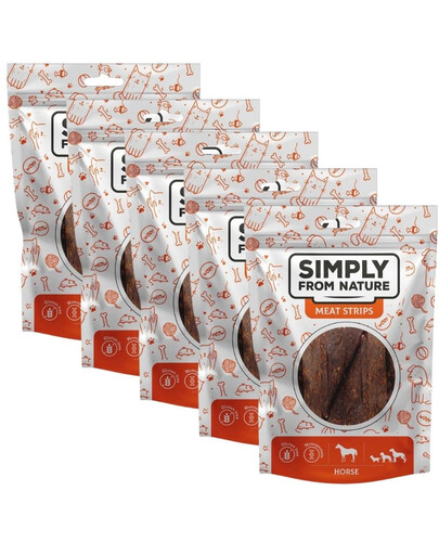 SIMPLY FROM NATURE Meat Strips Strisce di carne di cavallo per cani 5 x 80g
