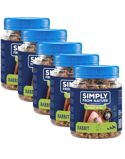 SIMPLY FROM NATURE Smart Bites snack di coniglio per cani 5 x 130g