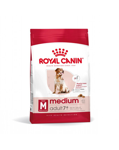 ROYAL CANIN Medium Adult 7+ cibo secco per cani maturi da 7 a 10 anni di età, razze di media taglia 15 kg