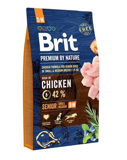 BRIT Premium By Nature Chicken Senior Small Medium S+M 8kg