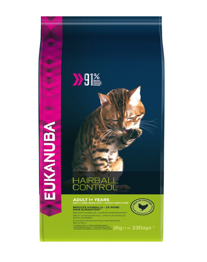 EUKANUBA Cat Hairball Control Adult All Breeds Chicken 2 kg