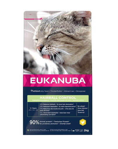 EUKANUBA Cat Hairball Control Adult All Breeds Chicken 2 kg