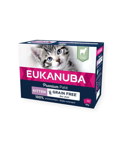 EUKANUBA Grain Free Kitten Paté di agnello per gattini 12 x 85g