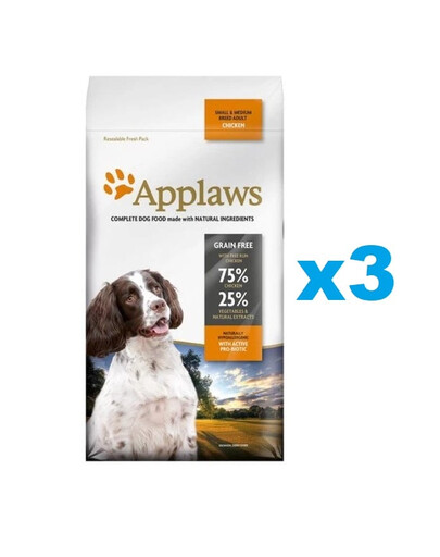 APPLAWS Adult Dog Small Medium Chicken 6 kg (3x2 kg) con pollo per razze di piccola e media taglia con pollo