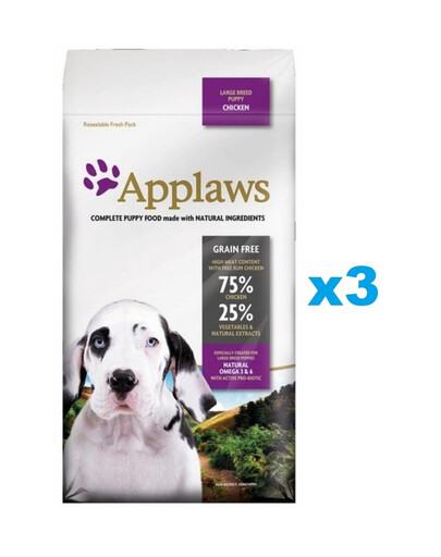APPLAWS Puppy Large Breed Chicken 6 kg (3x2 kg) con pollo per cuccioli di taglia grande