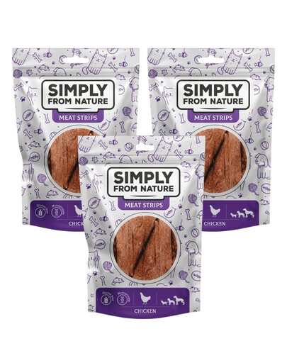 SIMPLY FROM NATURE Meat Strips Strisce di carne di pollo per cani 3 x 80g