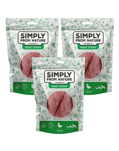SIMPLY FROM NATURE Meat Strips Strisce di carne d'anatra per cani 3 x 80g