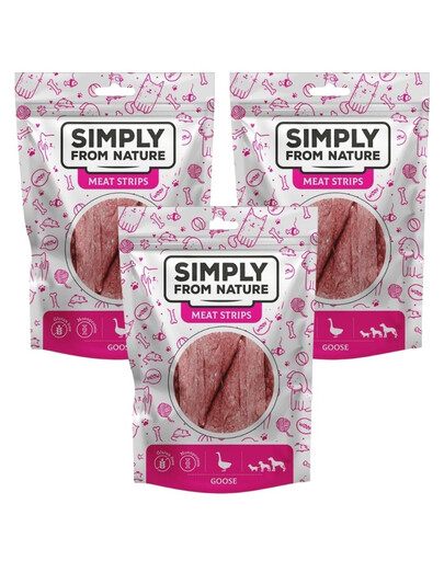 SIMPLY FROM NATURE Meat Strips Strisce di carne d'oca per cani 3 x 80g