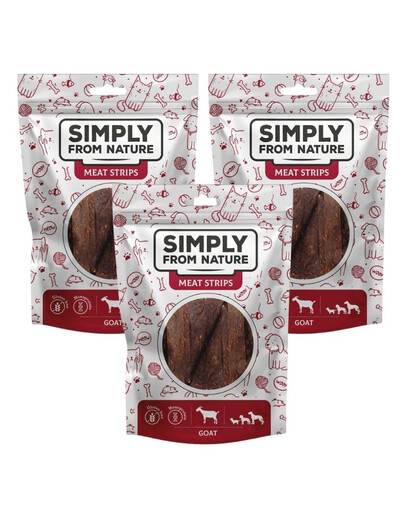 SIMPLY FROM NATURE Meat Strips Strisce di carne di capra per cani 3 x 80g