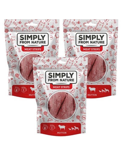 SIMPLY FROM NATURE Meat Strips Strisce di carne di montone per cani 3 x 80g