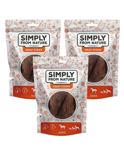 SIMPLY FROM NATURE Meat Strips Strisce di carne di cavallo per cani 3 x 80g