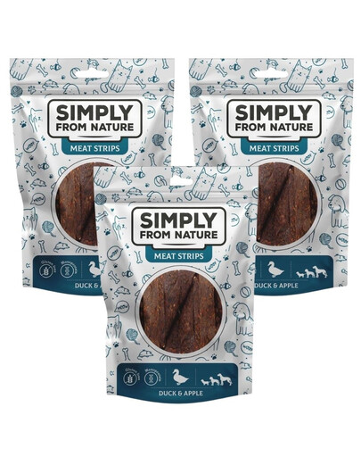 SIMPLY FROM NATURE Meat Strips Straccetti di carne con anatra e mela per cani 3 x 80g