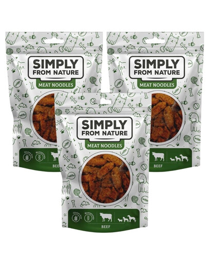 SIMPLY FROM NATURE Meat Noodles Bocconcini di carne con manzo per cani 3 x 80g
