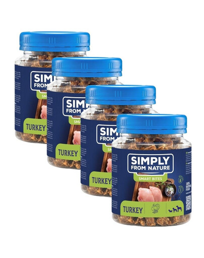 SIMPLY FROM NATURE Smart Bites Snack di tacchino per cani 4 x 130g