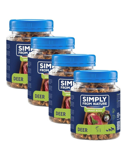 SIMPLY FROM NATURE Smart Bites Snack di cervo per cani 4 x 130g