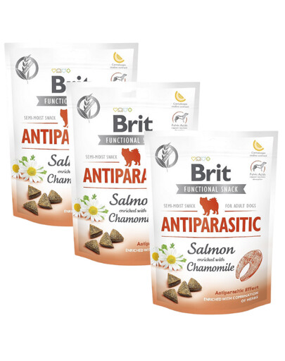 BRIT Care Dog Functional snack antiparasitic 3 x 150g snack antiparassitari al salmone