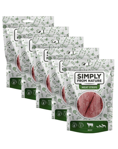 SIMPLY FROM NATURE Meat Strips Strisce di carne di manzo per cani 5 x 80g
