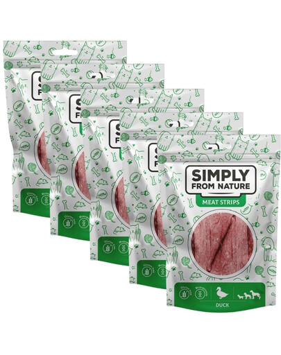 SIMPLY FROM NATURE Meat Strips Strisce di carne d'anatra per cani 5 x 80g