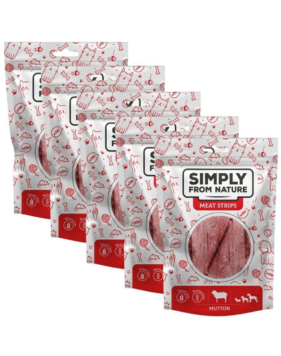 SIMPLY FROM NATURE Meat Strips Strisce di carne di montone per cani 5 x 80g