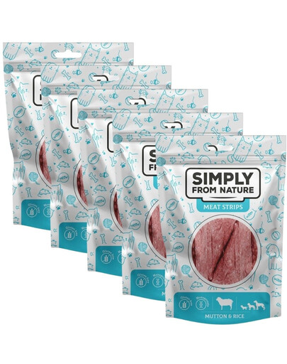 SIMPLY FROM NATURE Meat Strips Strisce di carne con montone e riso per cani 5 x 80g