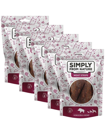 SIMPLY FROM NATURE Meat Strips Strisce di carne di selvaggina e canapa per cani 5 x 80g
