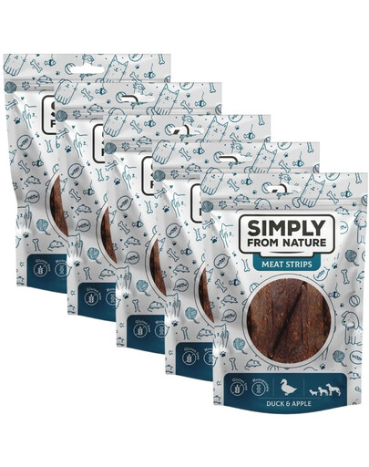 SIMPLY FROM NATURE Meat Strips Straccetti di carne con anatra e mela per cani 5 x 80g