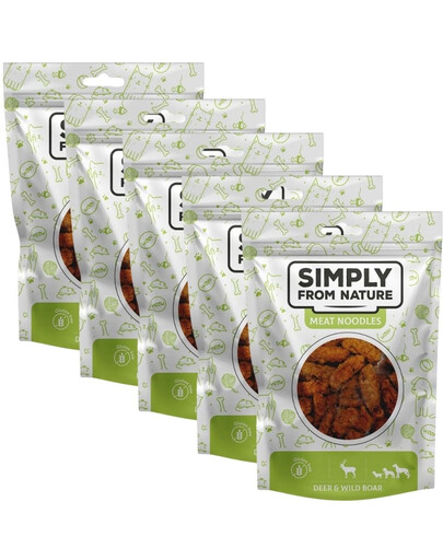 SIMPLY FROM NATURE Meat Noodles Bocconcini di carne con cervo e cinghiale per cani 5 x 80g