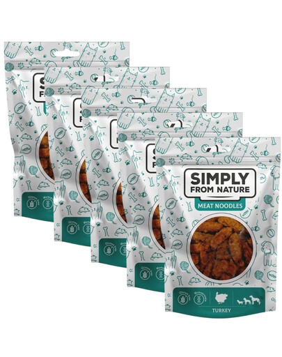SIMPLY FROM NATURE Meat Noodles Bocconcini di carne di tacchino per cani 5 x 80g