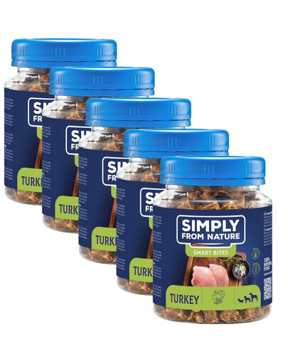 SIMPLY FROM NATURE Smart Bites Snack di tacchino per cani 5 x 130g
