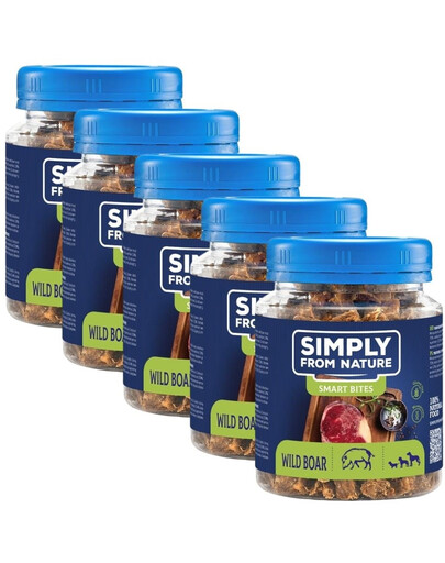 SIMPLY FROM NATURE Smart Bites Snack di cinghiale per cani 5 x 130g
