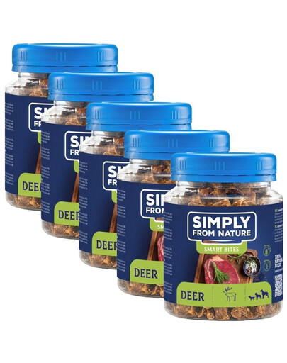SIMPLY FROM NATURE Smart Bites Snack di cervo per cani 5 x 130g