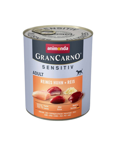 ANIMONDA GranCarno Sensitiv Pure Chicken&Rice 800 g con pollo e riso per cani adulti sensibili