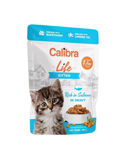 CALIBRA Cat Life Pouch Kitten Salmon in gravy 85g  salmone in salsa per gattini