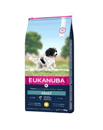EUKANUBA Adult Medium Breeds Chicken ricco di pollo fresco 15kg