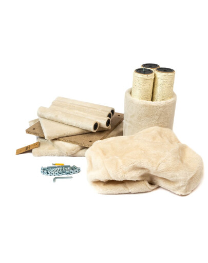 KATIDO Tiragraffi per gatti con tunnel 92 cm beige