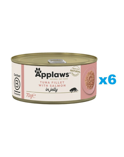 APPLAWS Cat Adult Tuna Fillet with Salmon in Jelly tonno e salmone in gelatina 6 x 70g