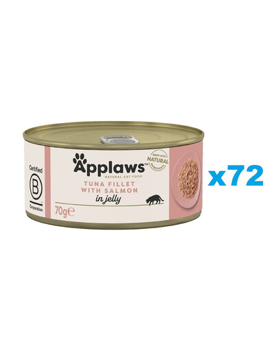 APPLAWS Cat Adult Tuna Fillet with Salmon in Jelly tonno e salmone in gelatina 72 x 70g