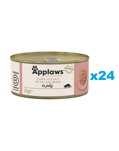 APPLAWS Cat Adult Tuna Fillet with Salmon in Jelly tonno e salmone in gelatina 24 x 70g