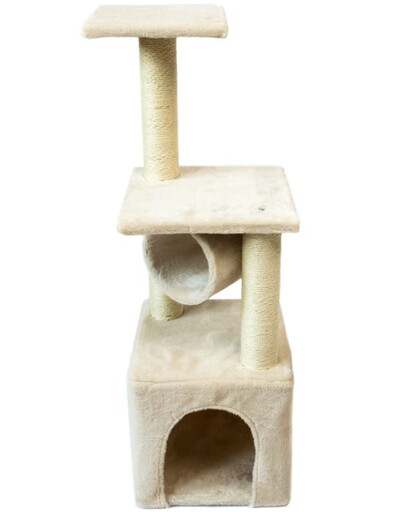 KATIDO Tiragraffi per gatti con tunnel 92 cm beige