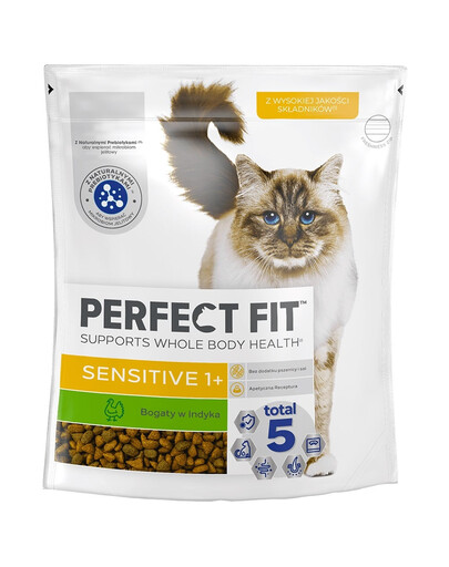 PERFECT FIT (Sensitive 1+) 750 g Ricco di tacchino - cibo secco per gatti con apparato digerente sensibile