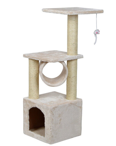 KATIDO Tiragraffi per gatti con tunnel 92 cm beige